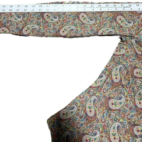 J. Crew Blouse Size 0 Womens Green paisley Slim Perfect Shirt Liberty Button Up - Picture 8 of 9